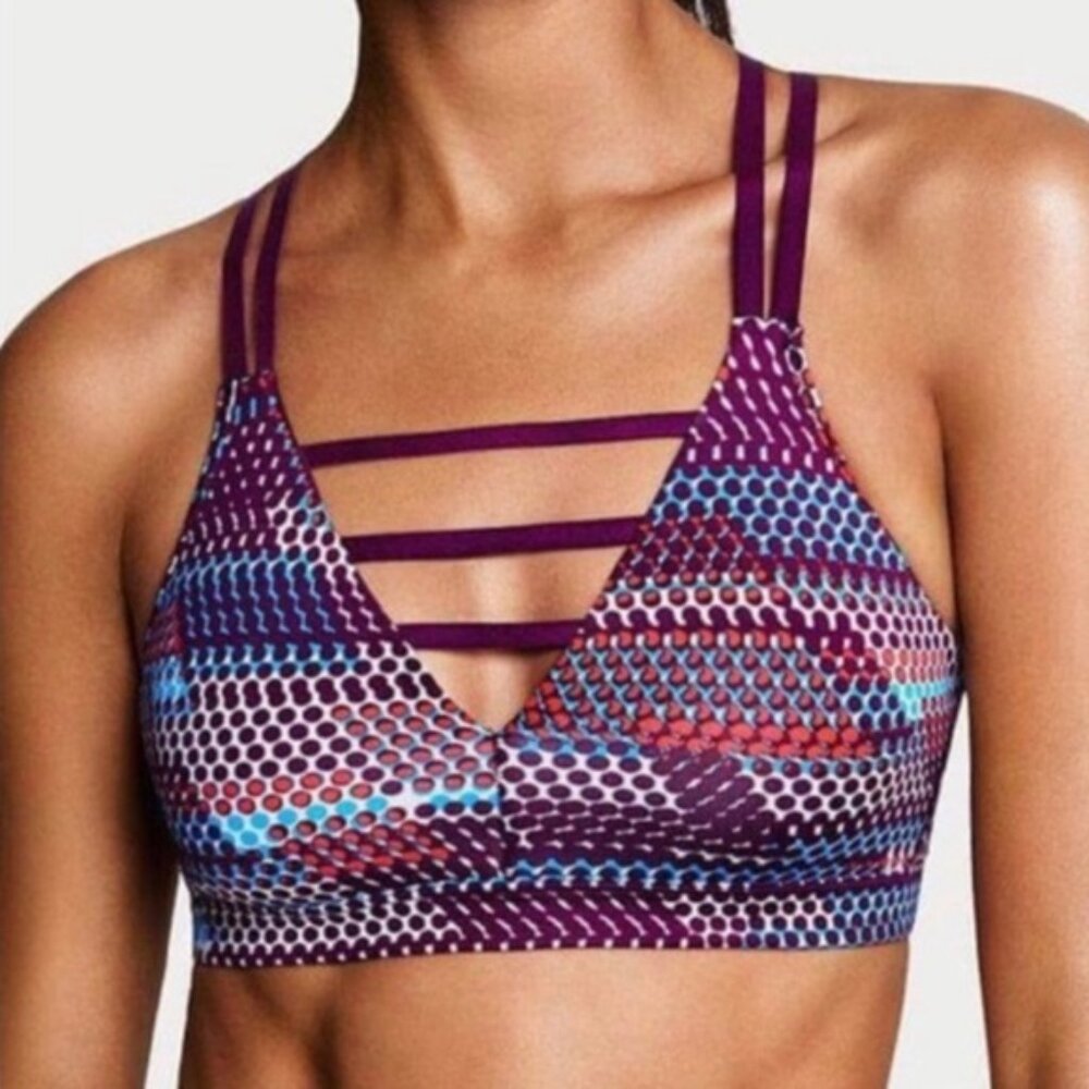 Victoria’s Secret Sport VSX | Purple Polka Dot Racerback Bra | Size Extra Small